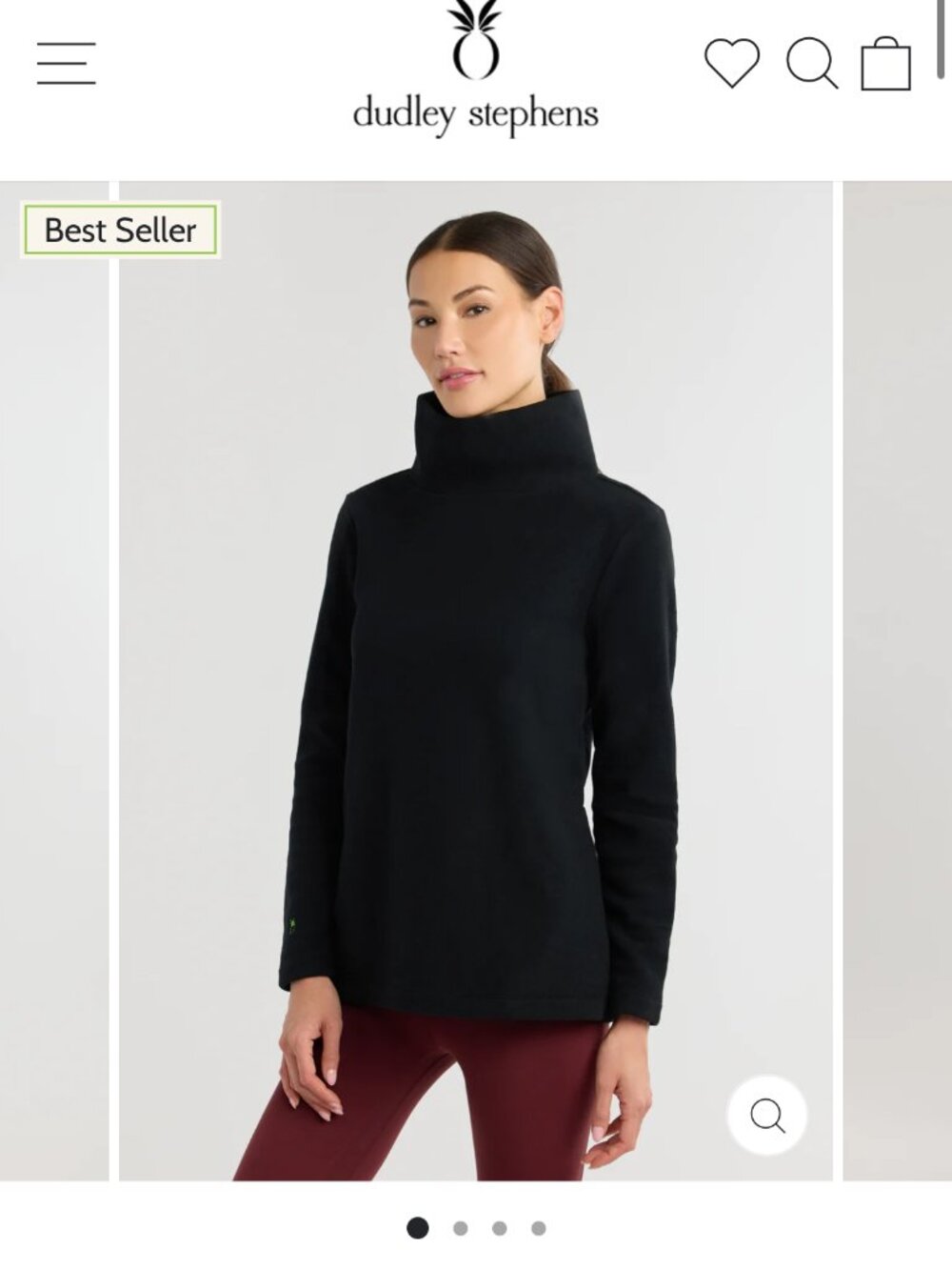 Dudley Stephens Black Fleece High Funnel Neck Pullover Women’s M